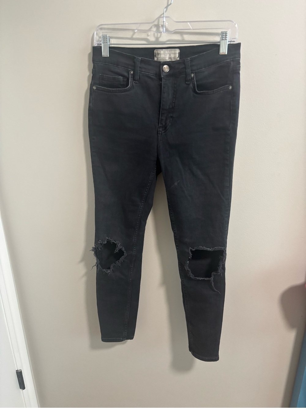 Free People Black Ripped Skinny Jeans